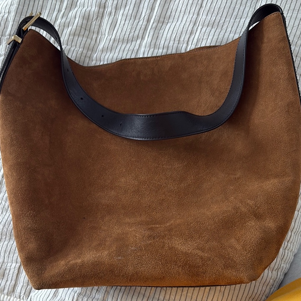 Madewell Tan Suede Hobo Bag with Black Strap